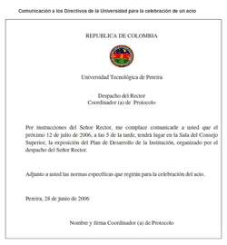 Comunicar la celebración de un acto.