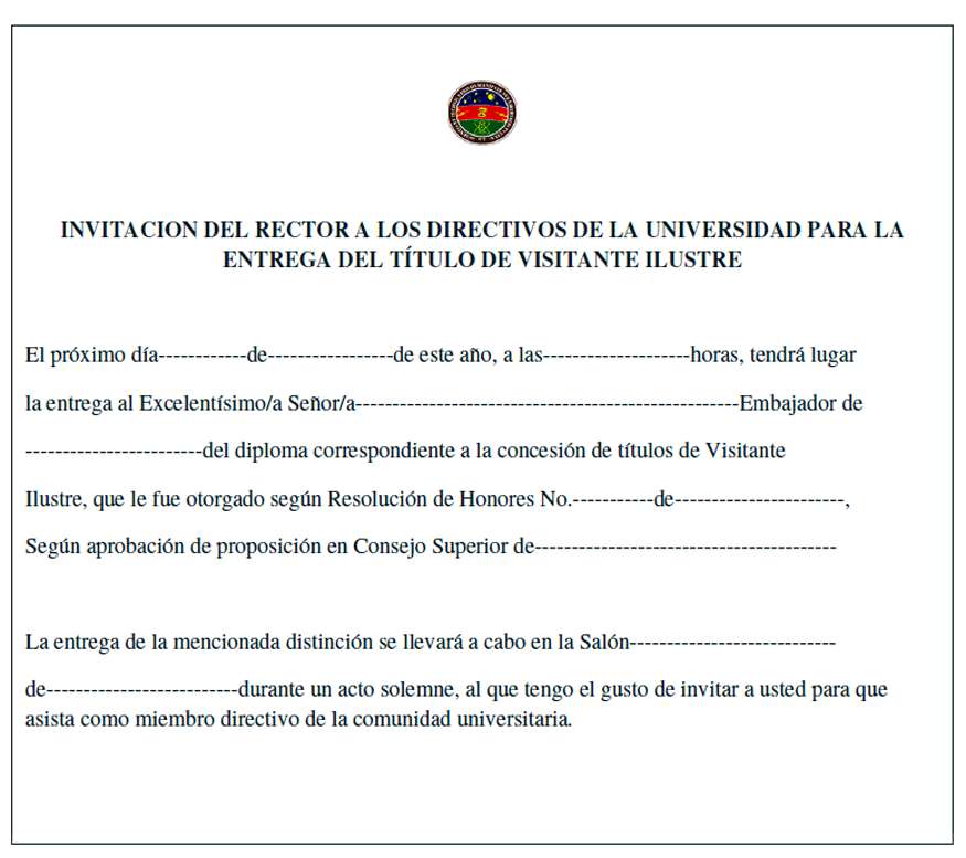 172 Modelo invitación El Rector invita a unos directivos