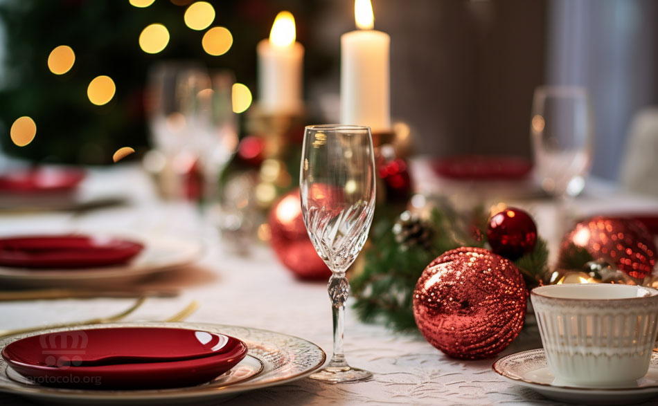 Los platos de colores son admitidos en esta época tan especial como es la Navidad. Hay que procurar que todos los platos y cuencos sean de la misma vajilla