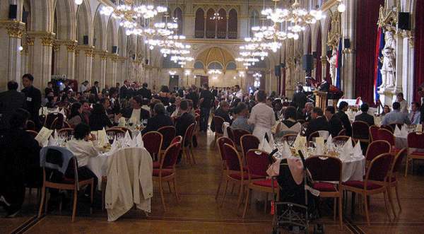 Banquete Rathause, en Viena, Austria.
