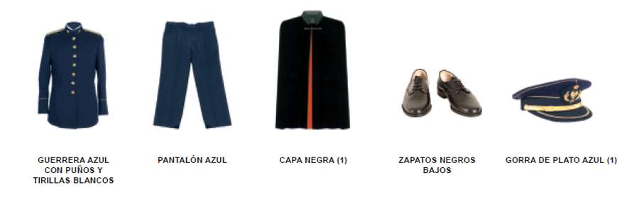 Uniforme Gran Etiqueta. Uniforme Gran Etiqueta. Hombre. Prendas.