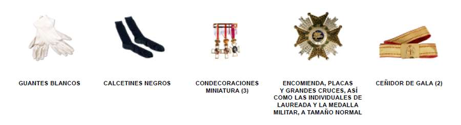 Uniforme Gran Etiqueta. Uniforme Gran Etiqueta. Hombre. Accesorios.