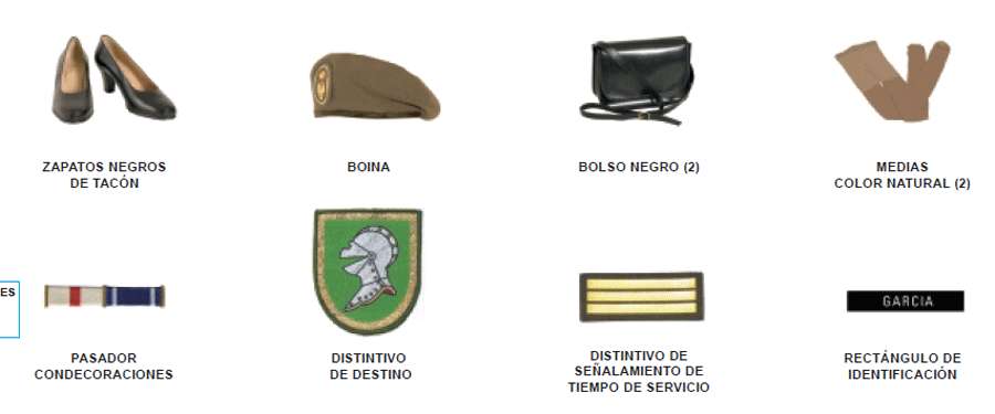 Uniforme de diario verano tropa . Uniforme de diario verano tropa - Mujer. Accesorios.