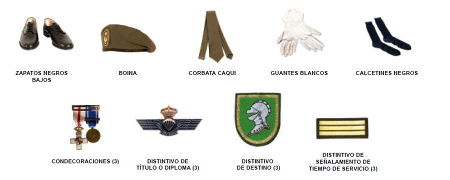 Uniforme de Gala tropa. Uniforme de Gala tropa - Hombre. Accesorios.