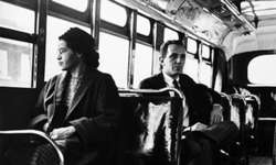 Rosa Parks en un autobús