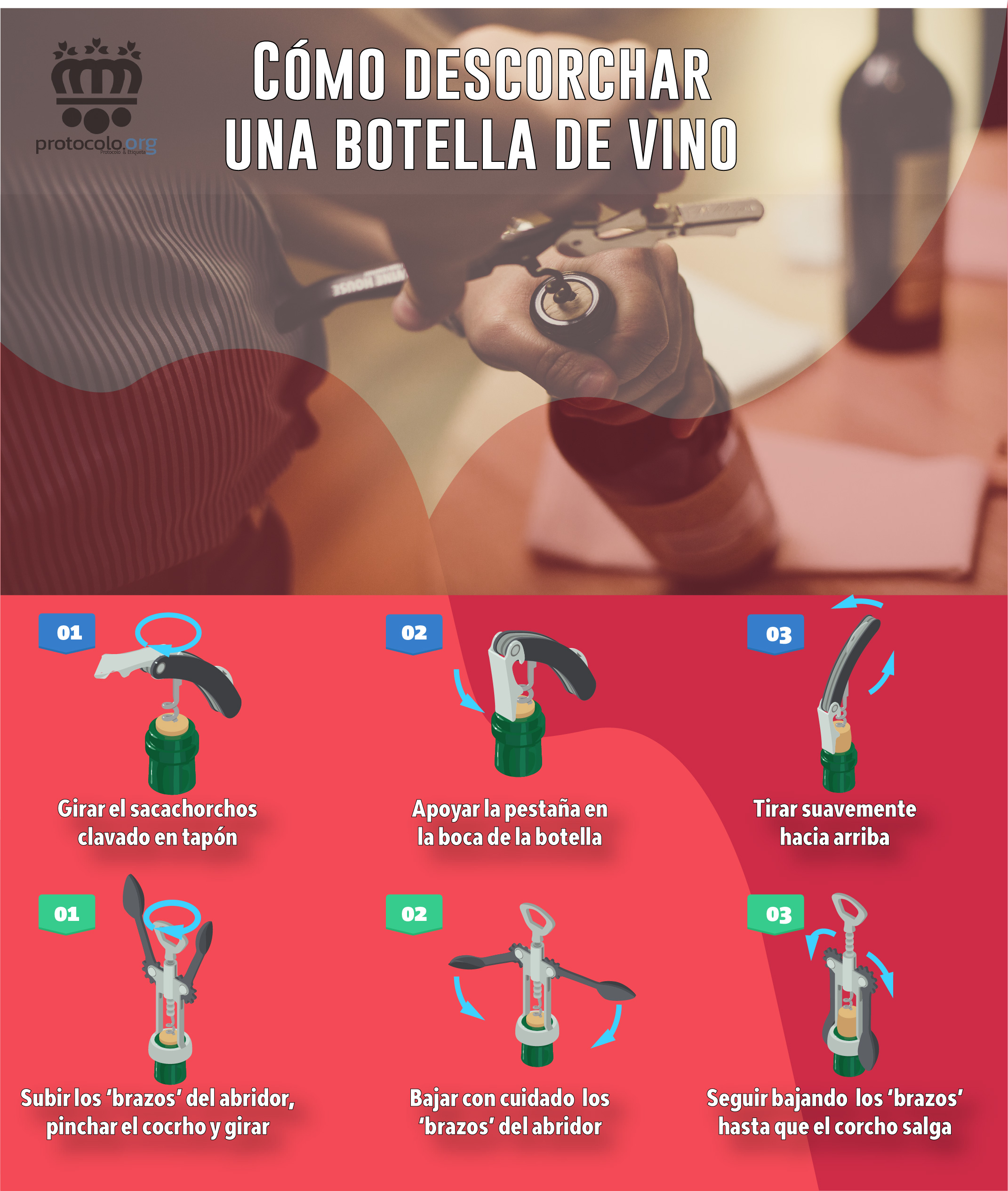 Cómo descorchar una botella de vino