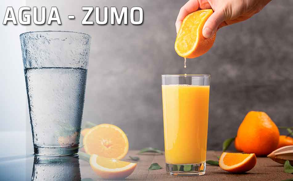 Vaso de agua y zumo de naranja