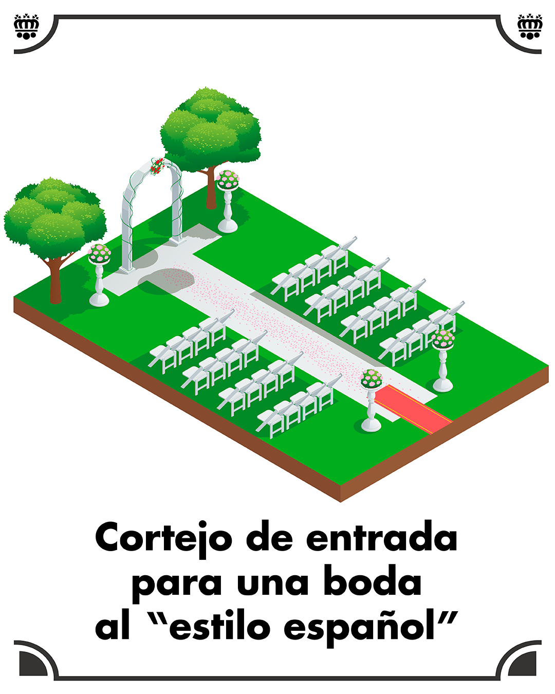 Asientos preparados para asistir a una boda