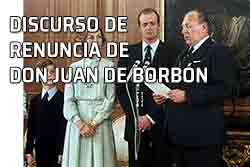 Discurso de renuncia de Don Juan de Borbón el 14/05/1977