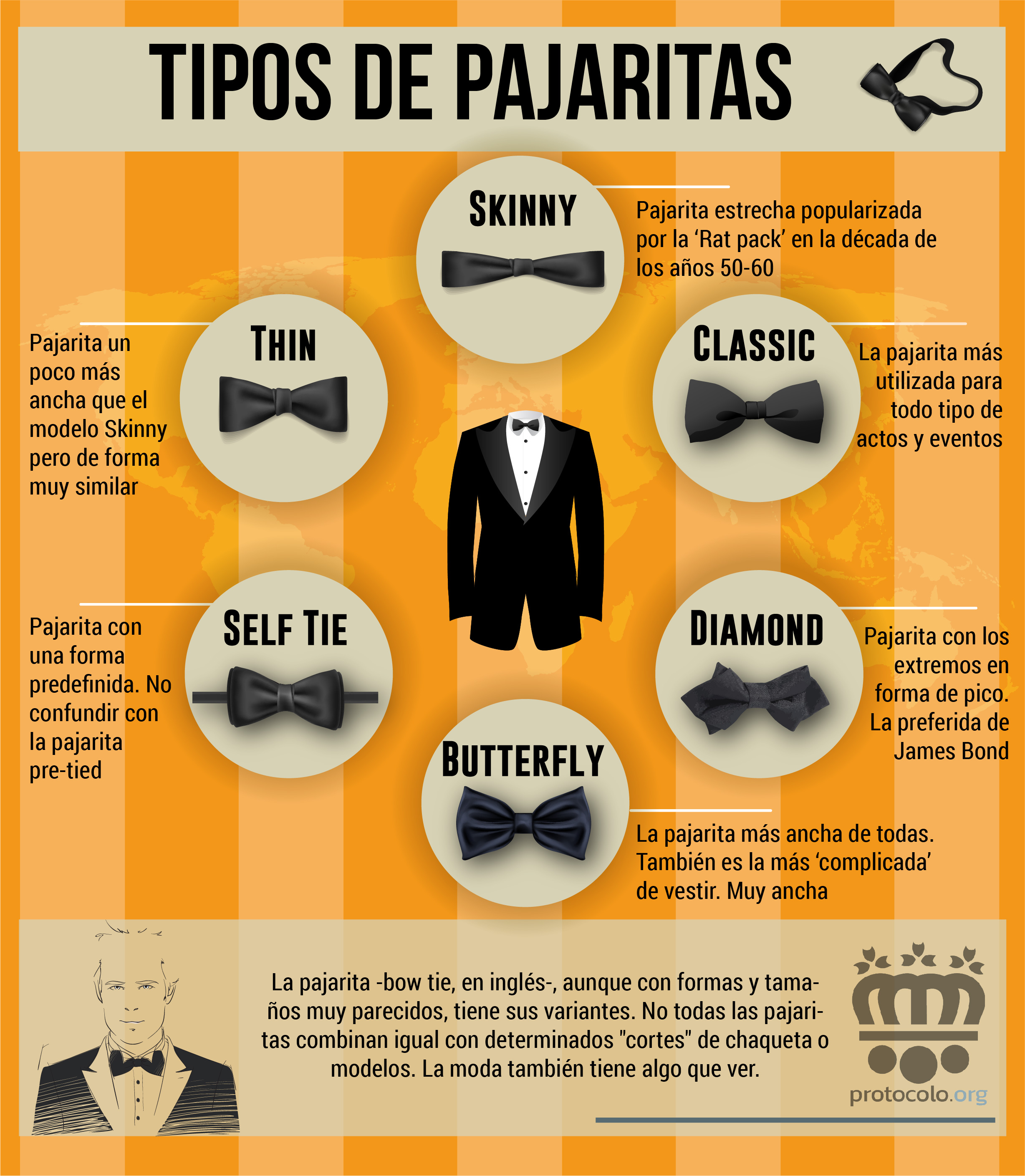 Infografía. Tipos de pajaritas más utilizados en el mundo