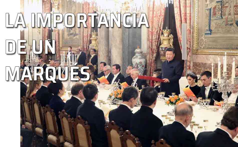 Pedro Sánchez, asiste a la cena de gala ofrecida por los Reyes en honor del presidente de la República Popular de China, Xi Jinping, y su esposa, Peng Liyuan
