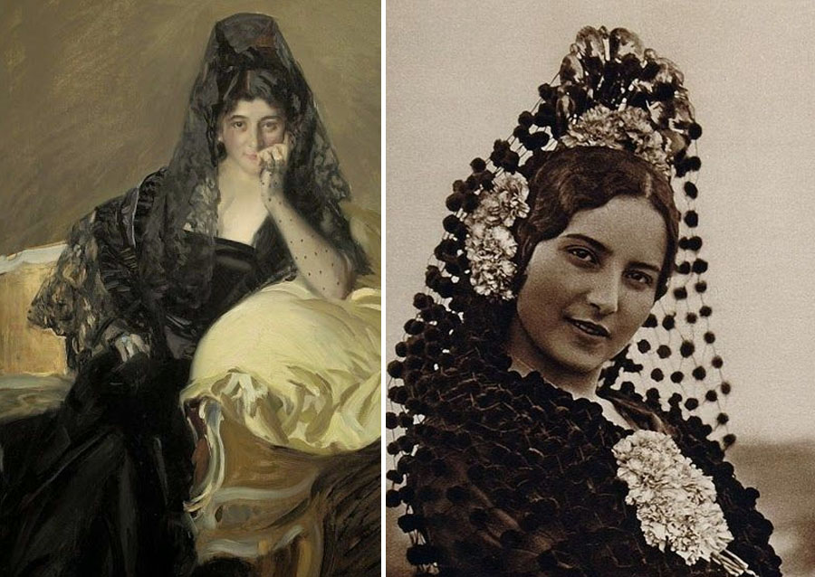 Damas de mantilla de época