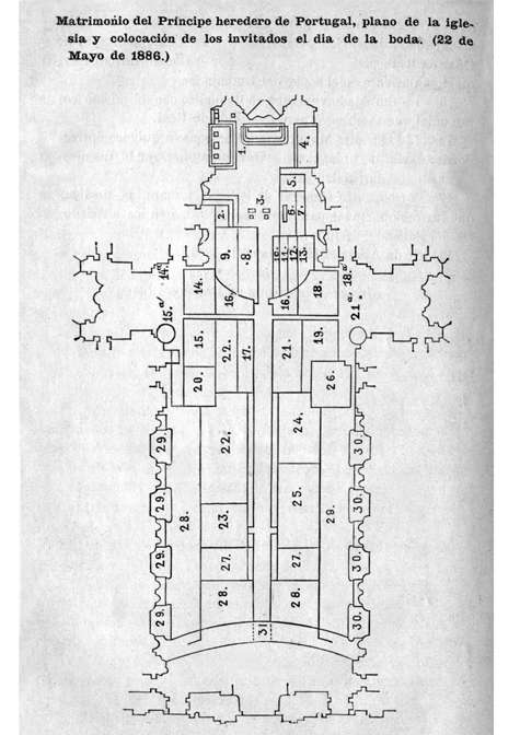 Plano. Plano de la iglesia. Matrimonio del Príncipe de Portugal.
